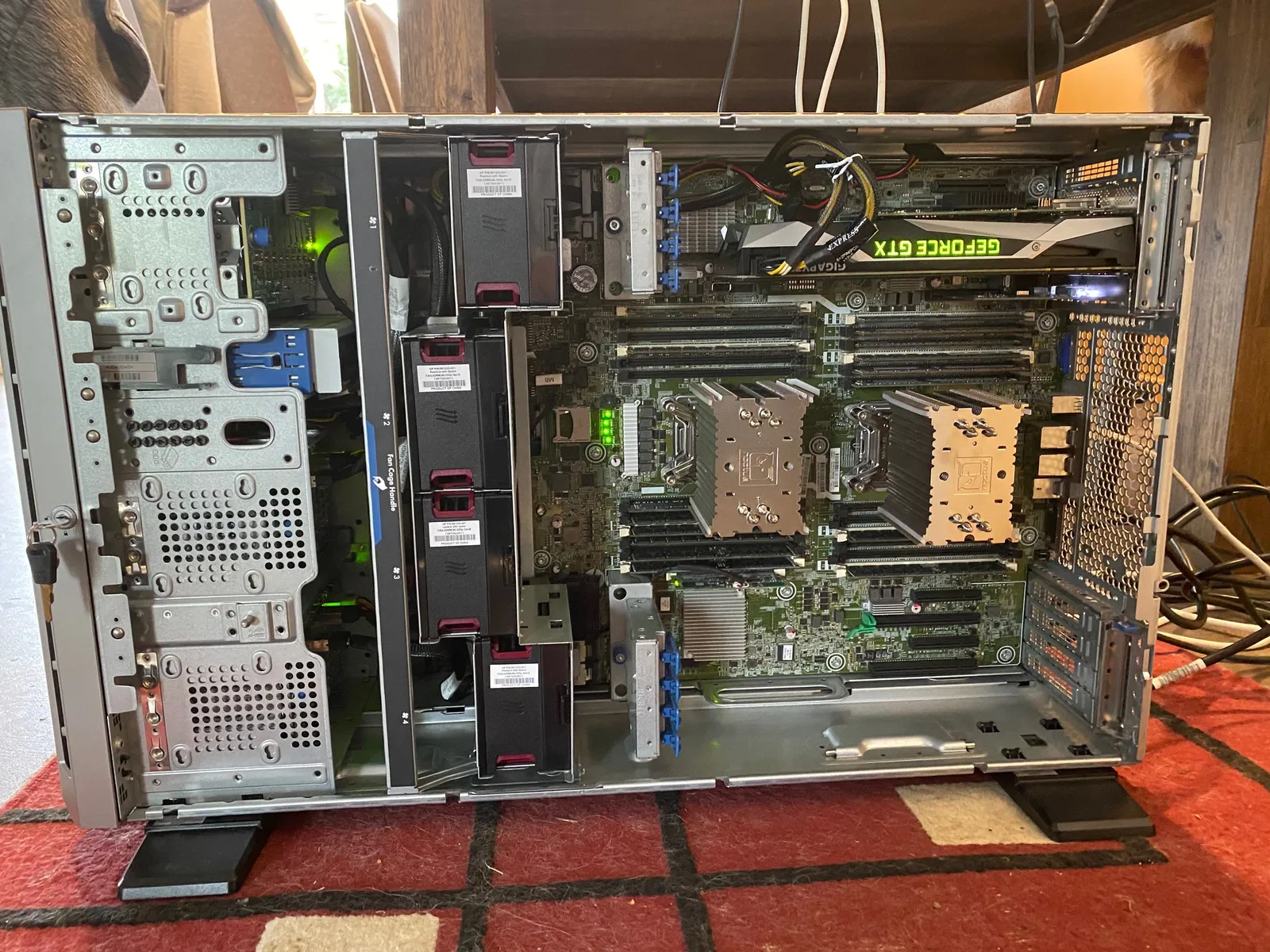 Inside Kronos showing the graphics card, processors and storage