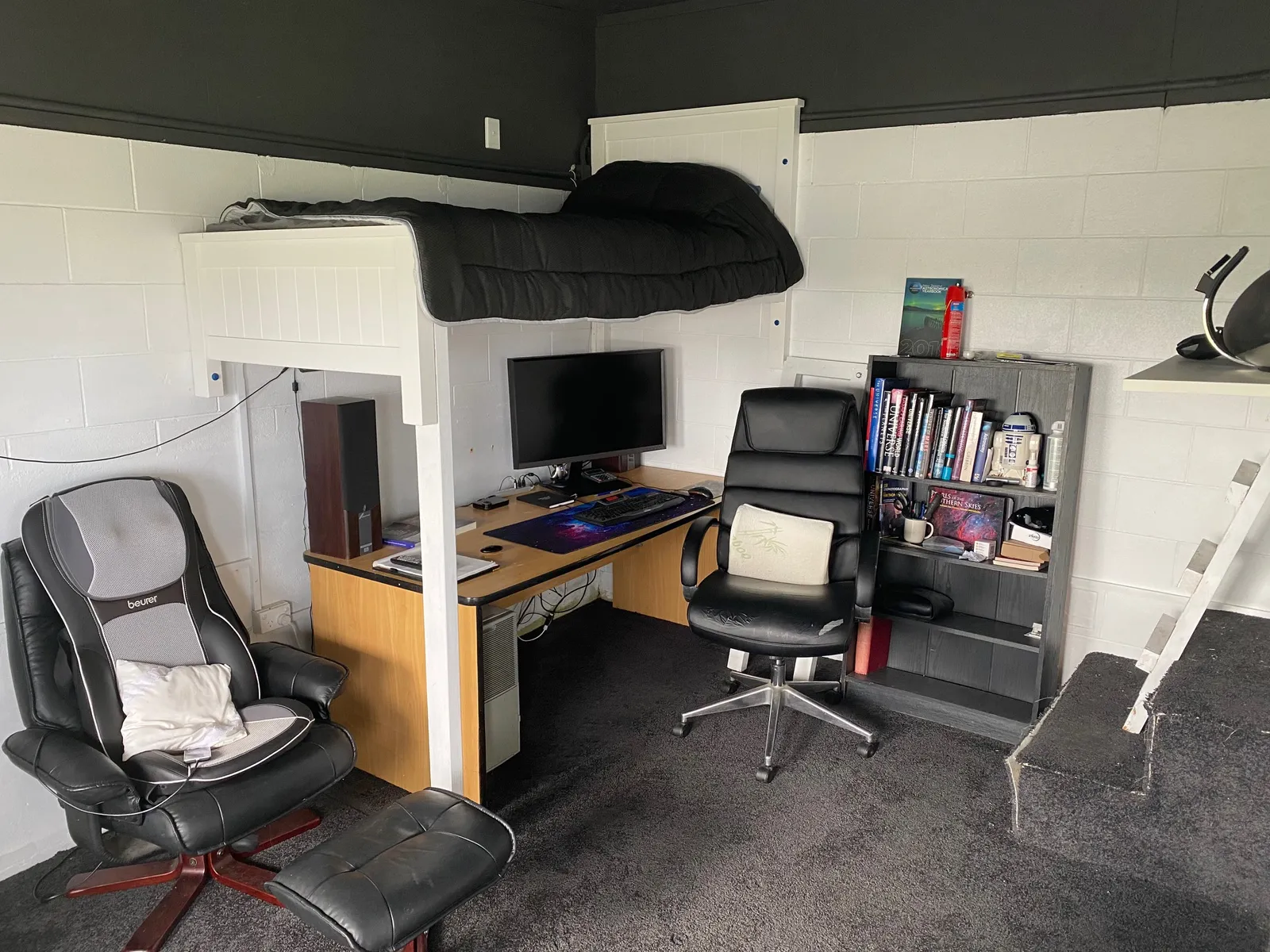 The downstairs control-room display