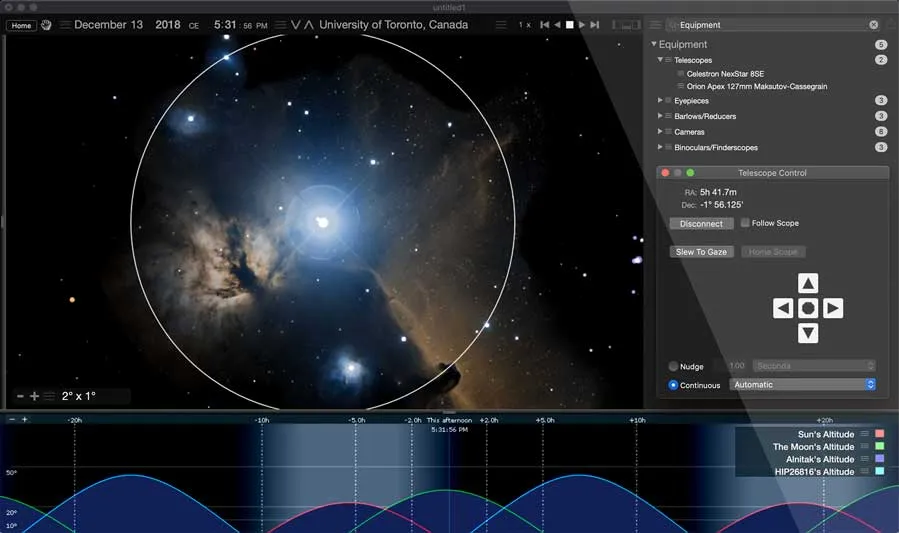 Starry Night telescope control interface